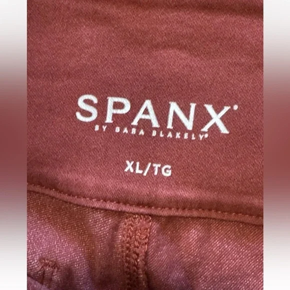 Spanx Denim Pants XL Womens Brick Red Solace Leggings High Rise Stretch Slimming - Picture 5 of 8